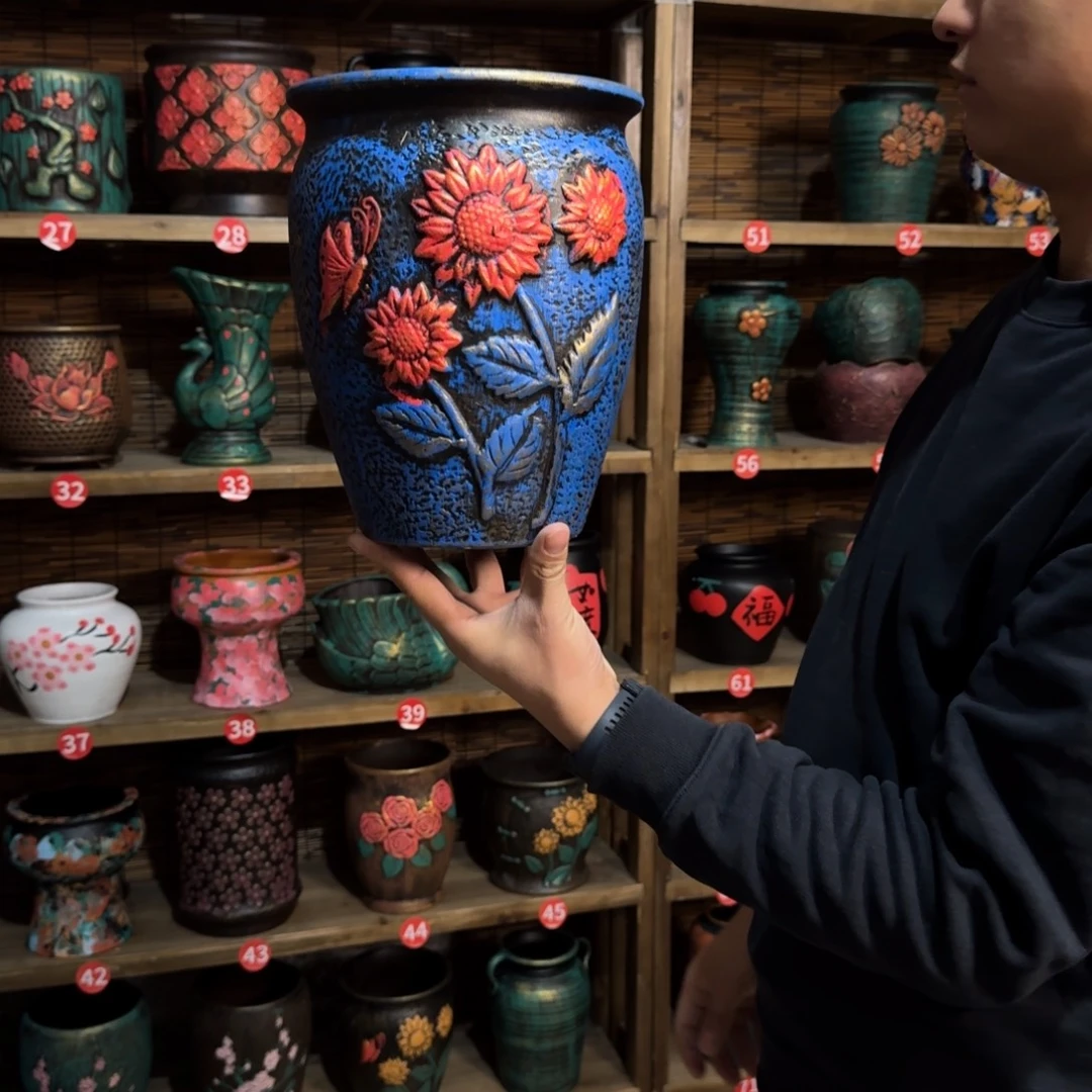 带孔高端浮雕花盆炸炸炸