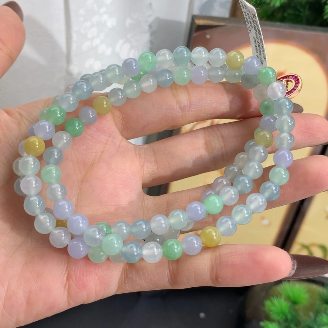 翡翠未镶嵌手串卡6冰胶多宝项链