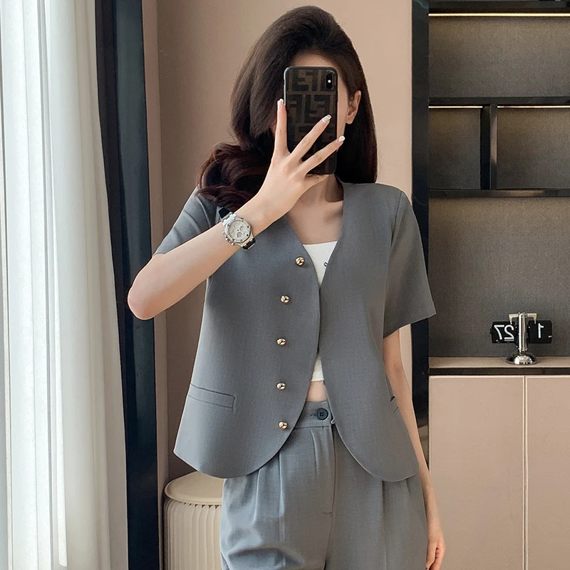 小香风西装外套女士2025新款夏季装短袖高级感职业装西服薄款休闲