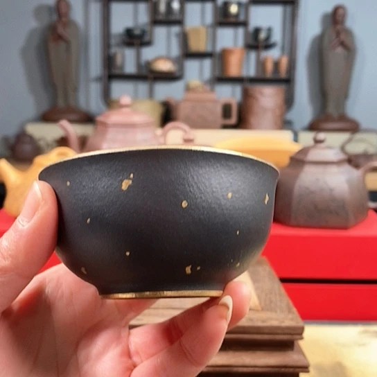 紫砂茶杯发*啦撒金杯