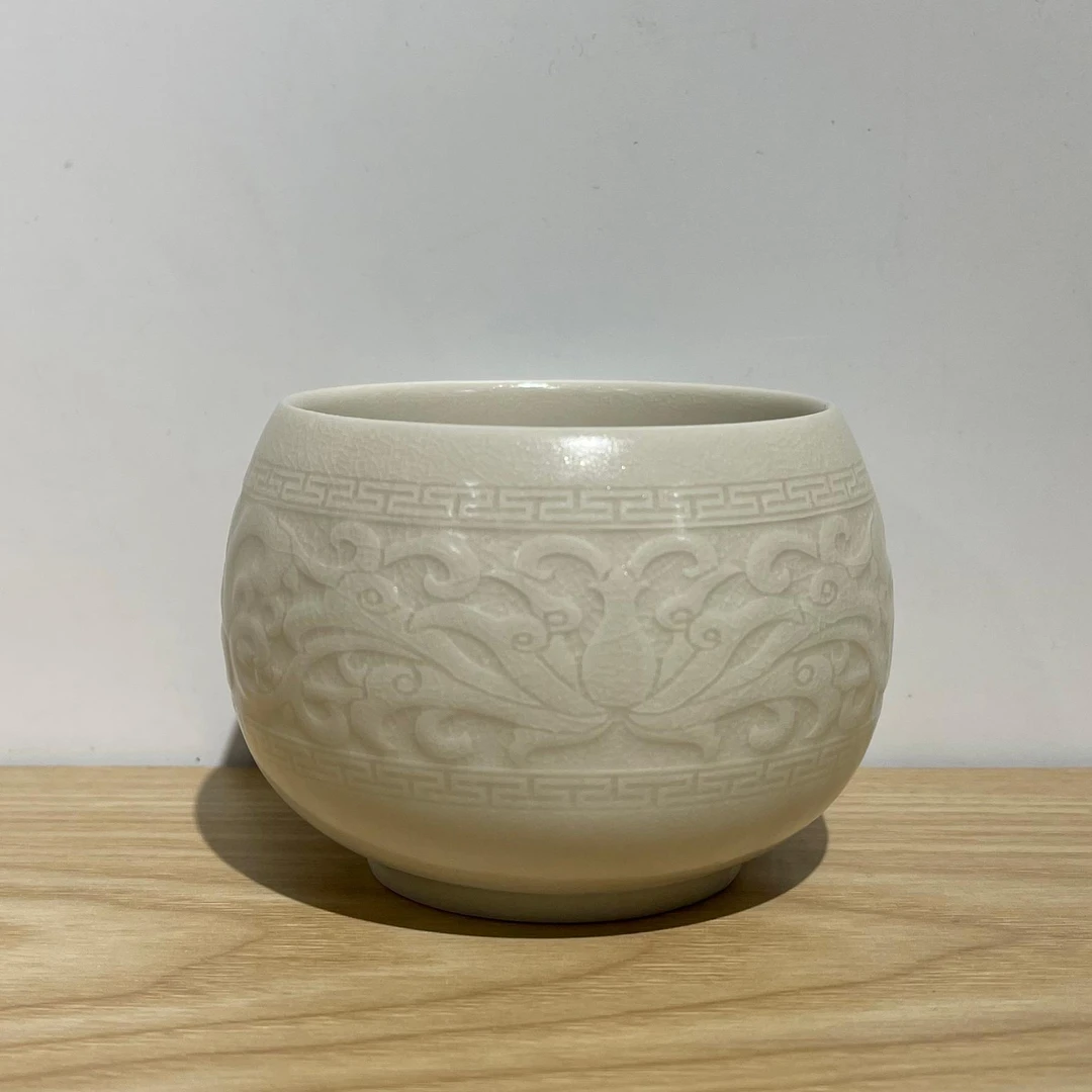 闻兮茶器【活力缠枝莲罗汉杯】复古柴烧缠枝莲主人杯大号高档茶杯