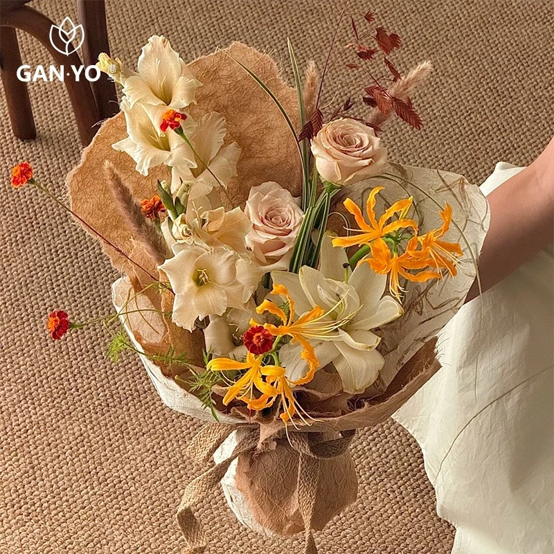 港与 纤维麻丝纸手工纸 鲜花花束包装纸 花艺花店包花纸diy材料