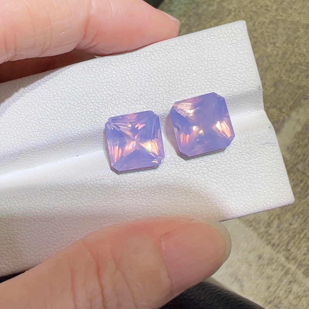 珠宝半成品紫晶未镶嵌10.4ct两颗紫玉晶