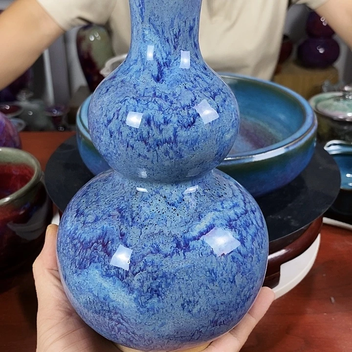 瓷片尚峰钧窑作品葫芦瓶