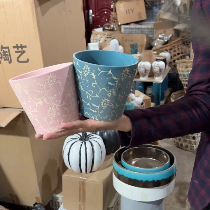 陶瓷花瓶摆件外贸出口微瑕捡漏高13口13公分底部有孔