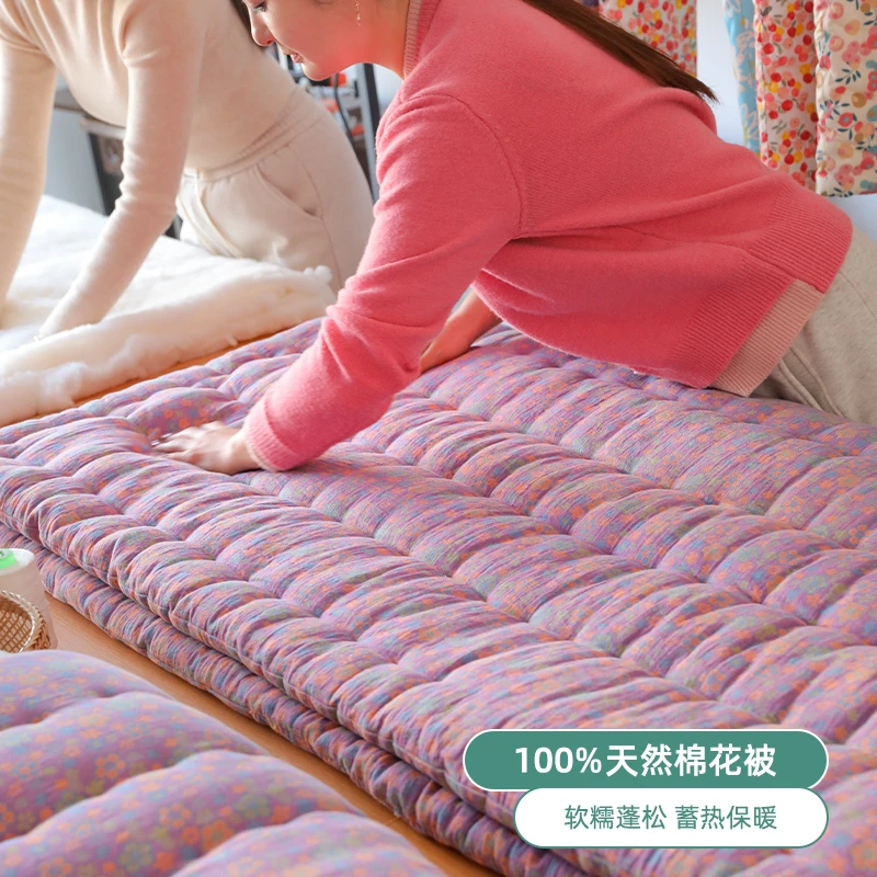双层棉纱棉花100%长绒棉学生宿舍家用被芯加厚保暖纯棉被子棉絮被
