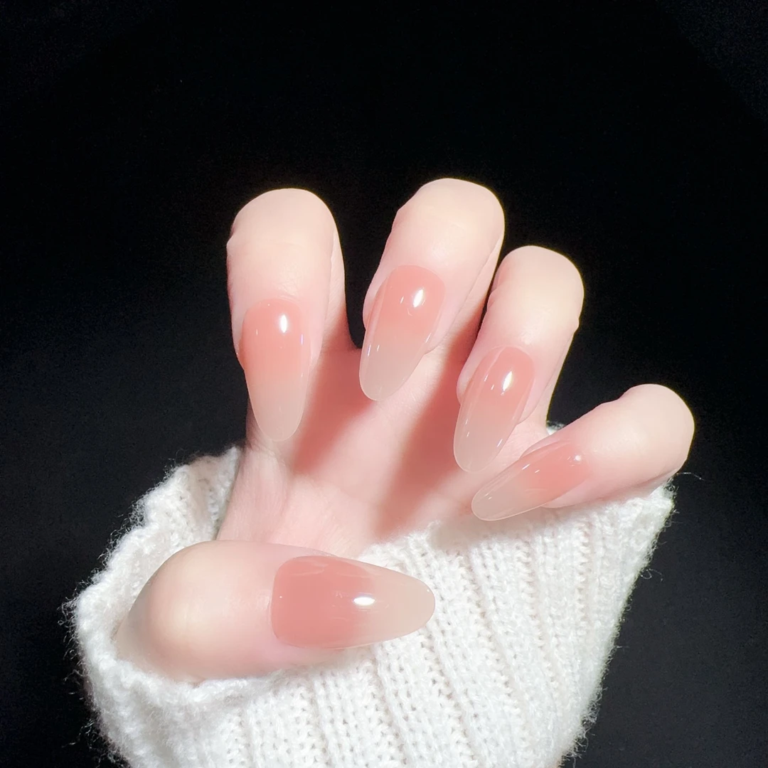 【茉莉乌龙-晓光】纯手工穿戴甲裸色显白氛围美甲短款可拆卸