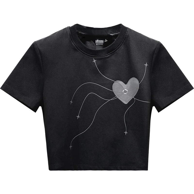 ANNAKIKI logo爱心放射流星短款T恤 3C1B0101H029
