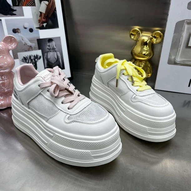 35-75增高韩版系带纯色网面鞋松糕鞋夏季时尚休闲鞋时尚