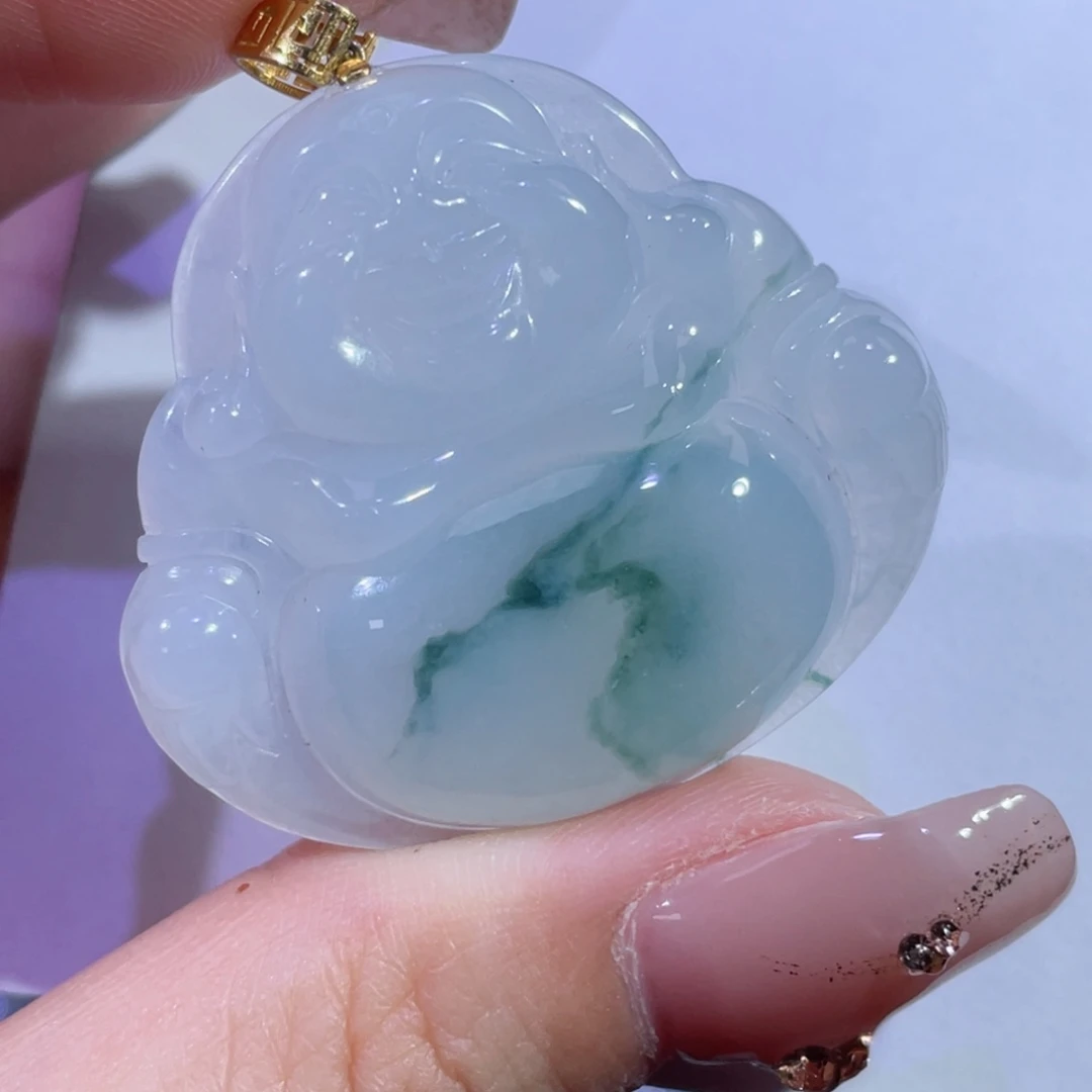翡翠颈饰18K金镶嵌佛公