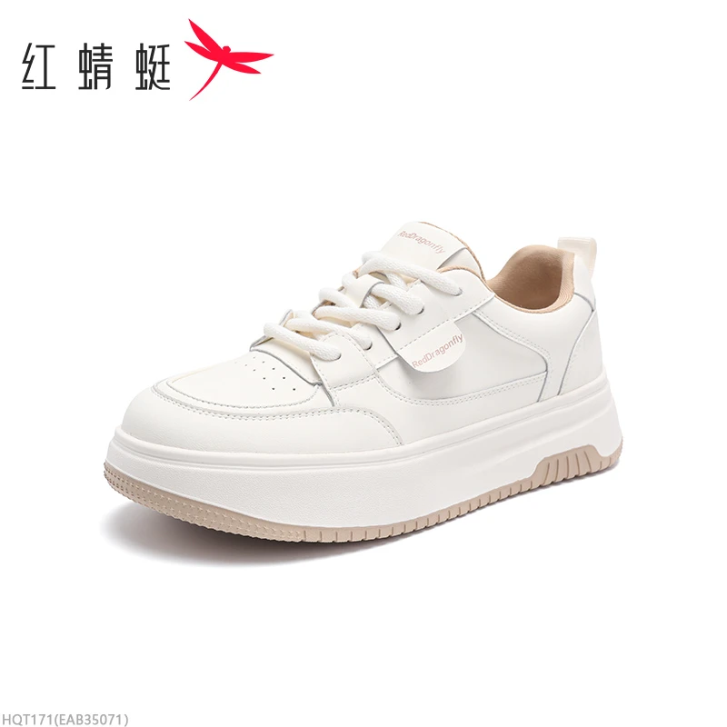 红蜻蜓透气系带厚底小白鞋2025秋季新款增高时尚百搭休闲鞋女鞋L