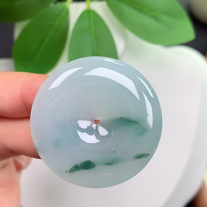 翡翠未镶嵌颈饰平安扣 35.6x5.7mm