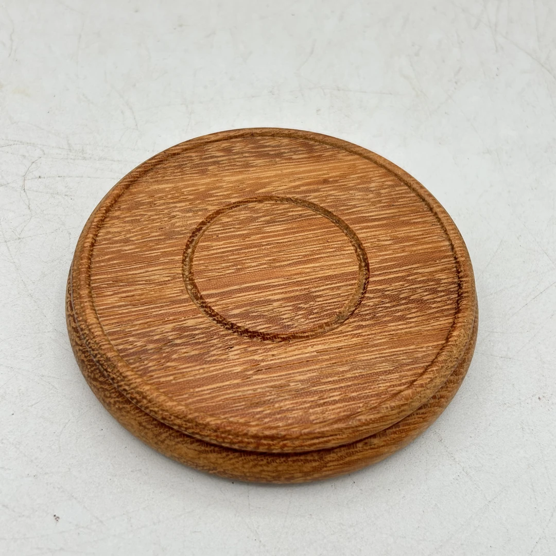 硬木黄鼓型6圆底座原木中式隔热垫杯托尺寸(cm):外8内6高1.7