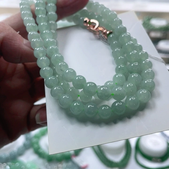 翡翠未镶嵌手链珠链6.8mm