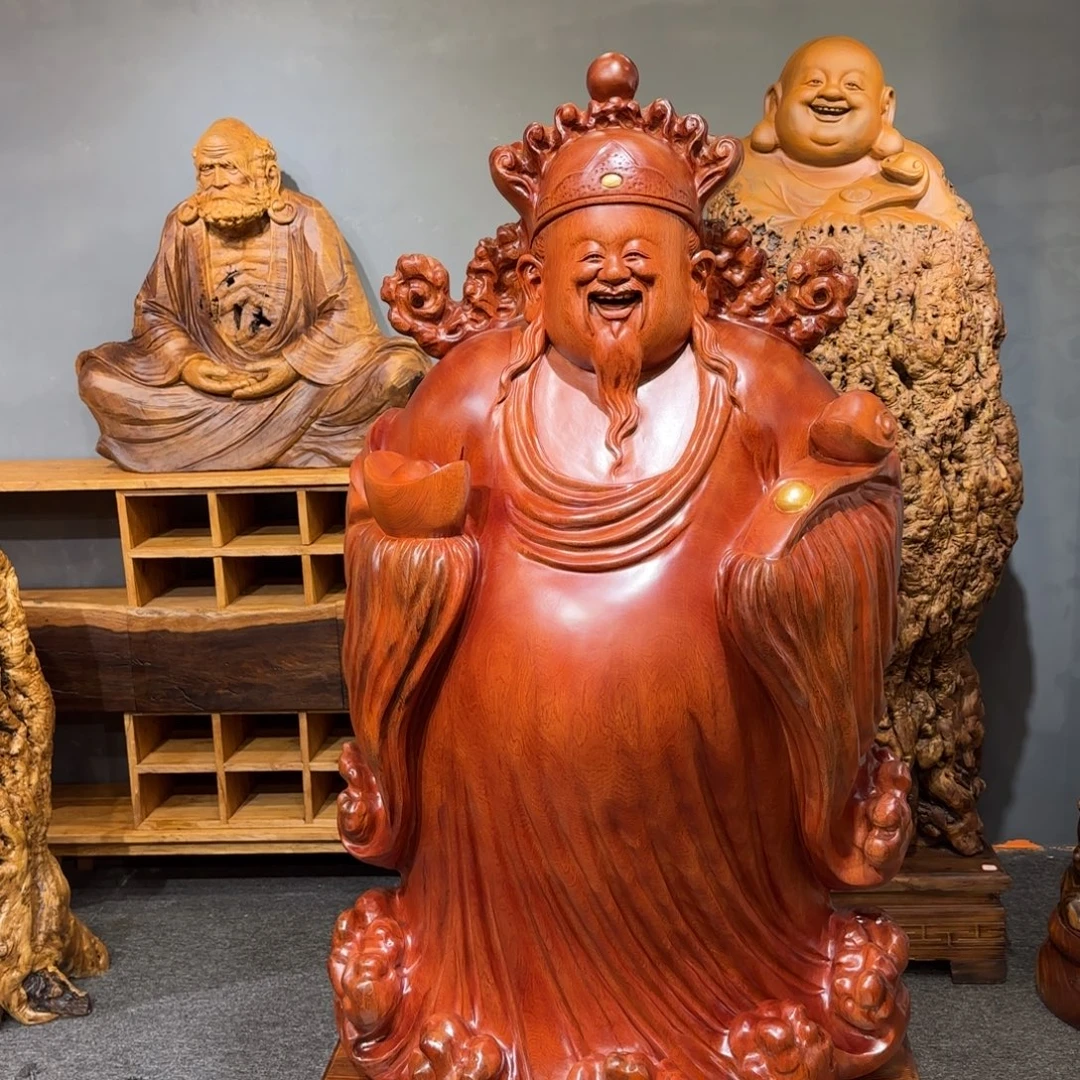 逍***明木财神爷装饰摆件