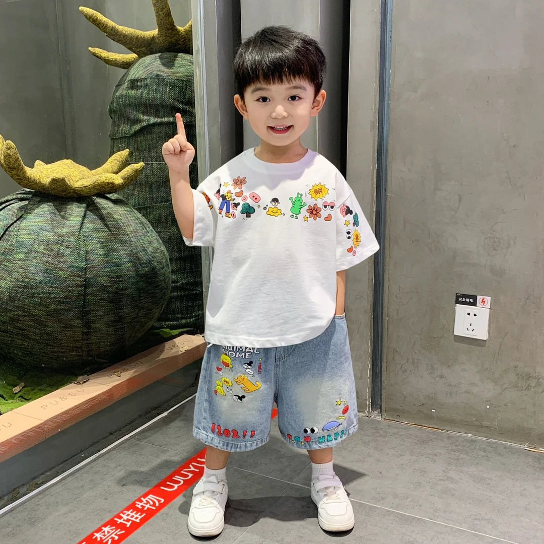 哪吒衣服儿童男童夏季短袖套装2025新款小男孩洋气痞帅夏装两件套