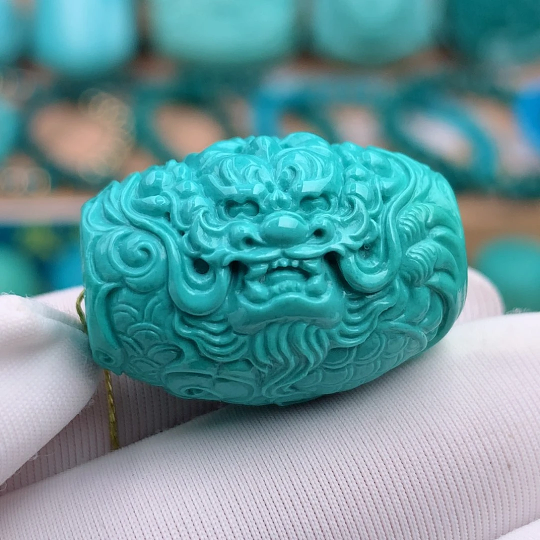 未镶嵌绿松石珠宝奇石17.5mm龙桶珠