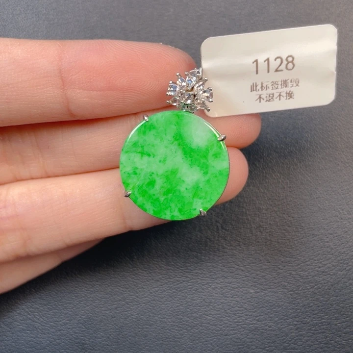 翡翠银S925镶嵌吊坠(不含链)