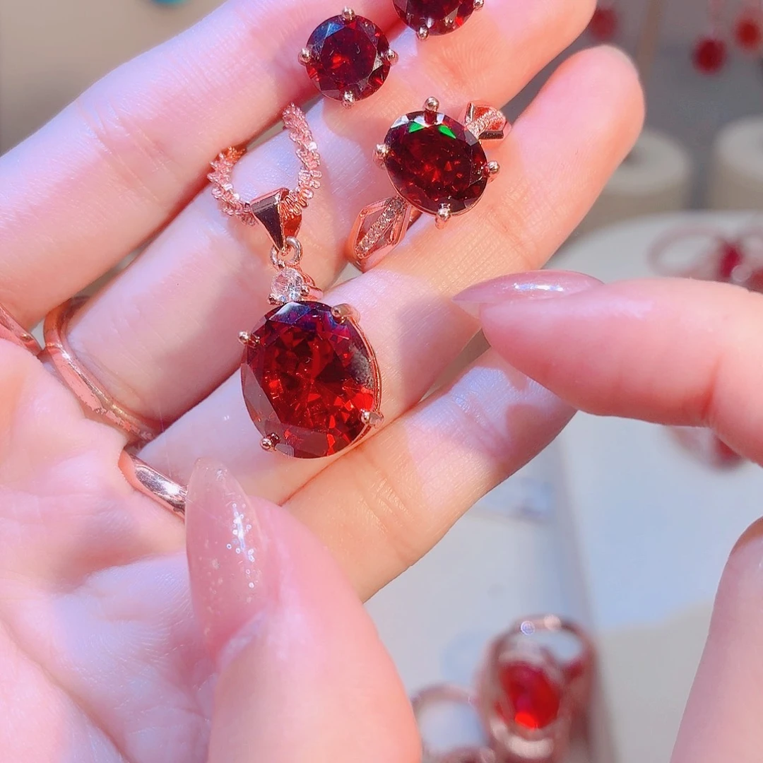 合金合成立方氧化锆冬雪+小耳钉*鸽子蛋吊坠