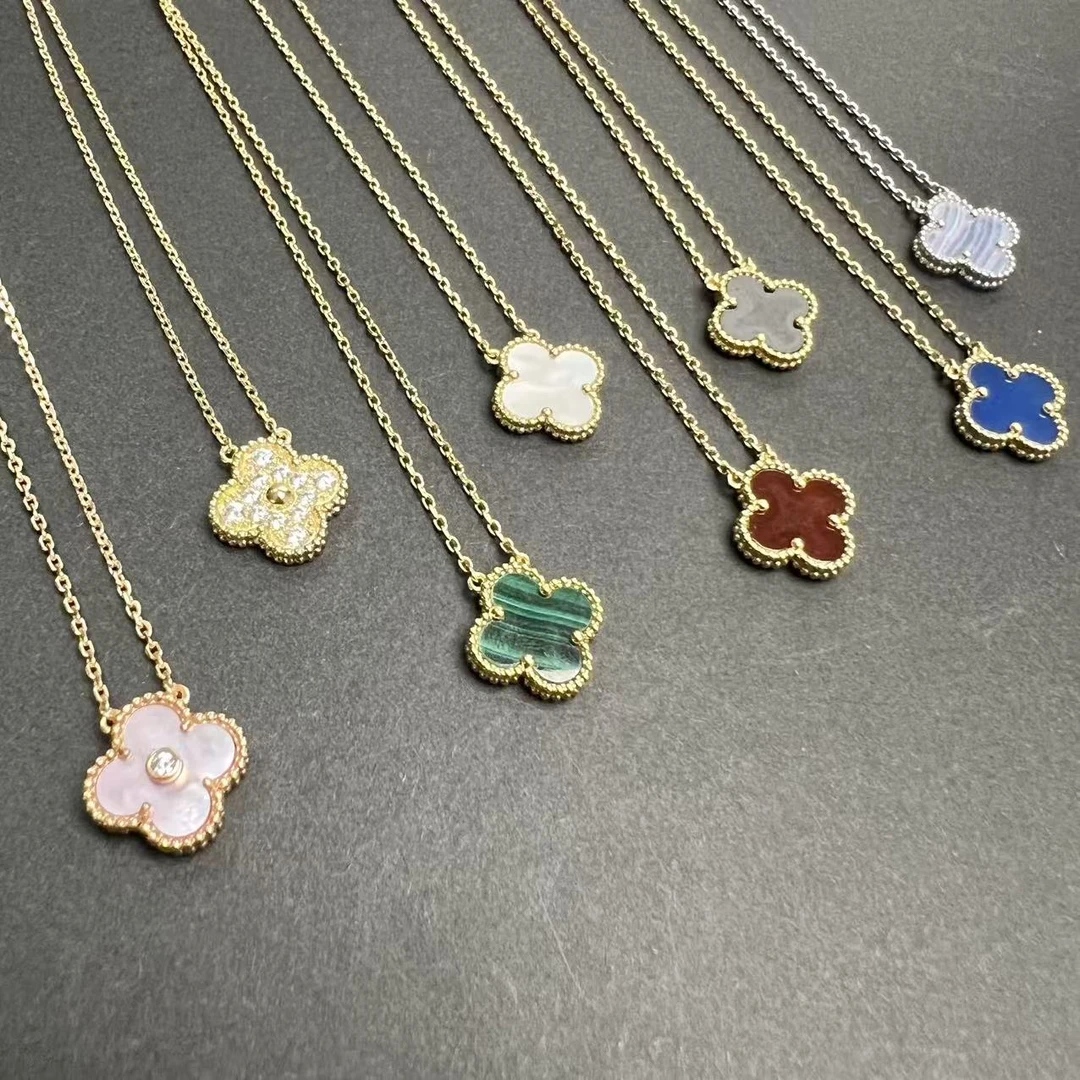 925银项链 四叶草项链 原石原贝镶嵌 镀K金 时尚百搭轻奢经典款