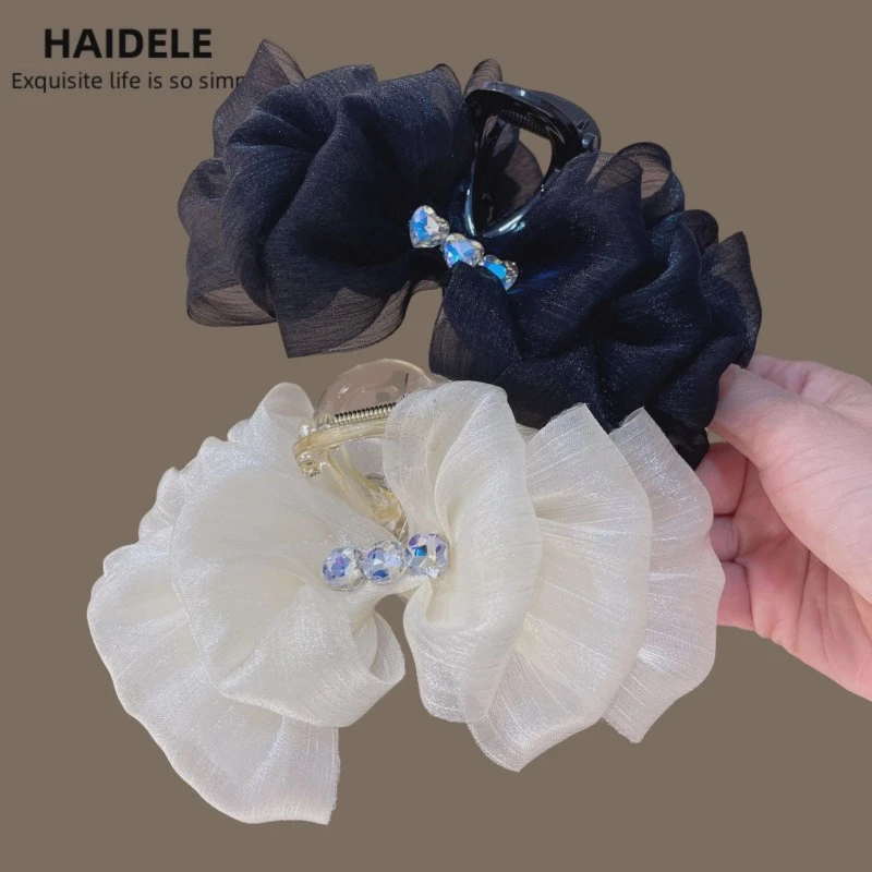 【春夏款发饰】云朵泡泡镶钻抓夹气质时尚女后脑勺鲨鱼夹精品发饰