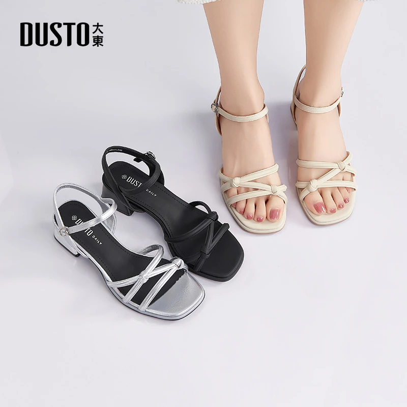 大东凉鞋女夏季新款女鞋法式气质高跟鞋女士粗跟增高一字鞋子0055