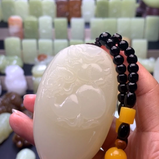 石材方解石手把件