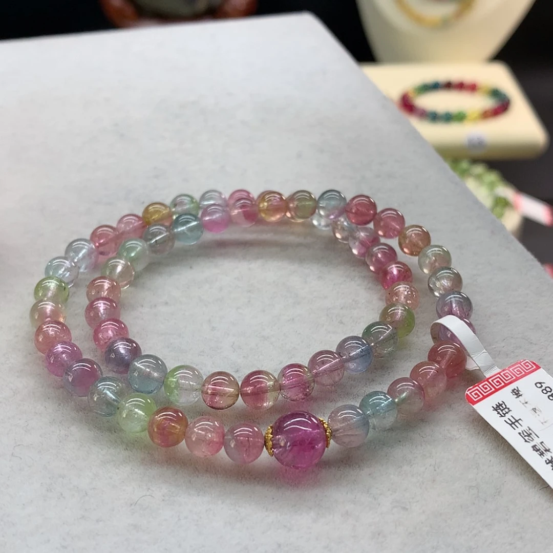 【闪购商品】未镶嵌手链碧玺西瓜多圈6.3