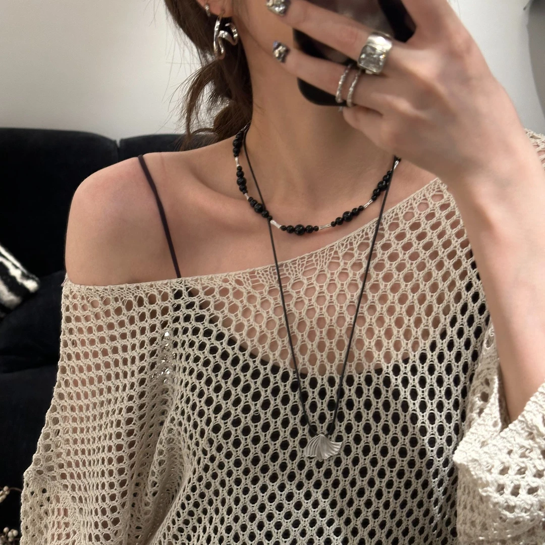 RYADAI SPAPK IN THE QUIET 吊坠925银皮 贝壳皮绳项链长83cm