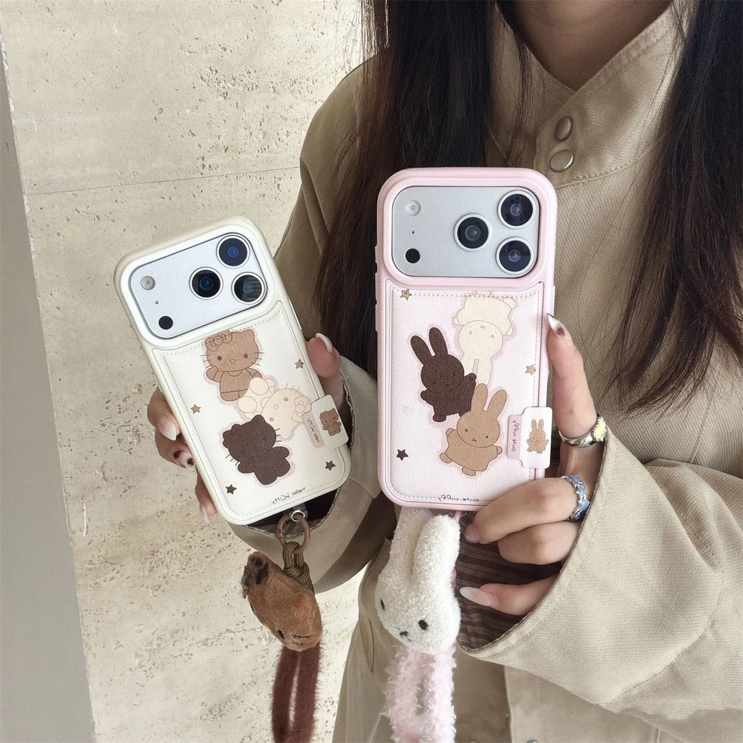 秋冬KT米菲兔毛绒手绳适用于iphone17Promax手机壳16卡通15可爱14