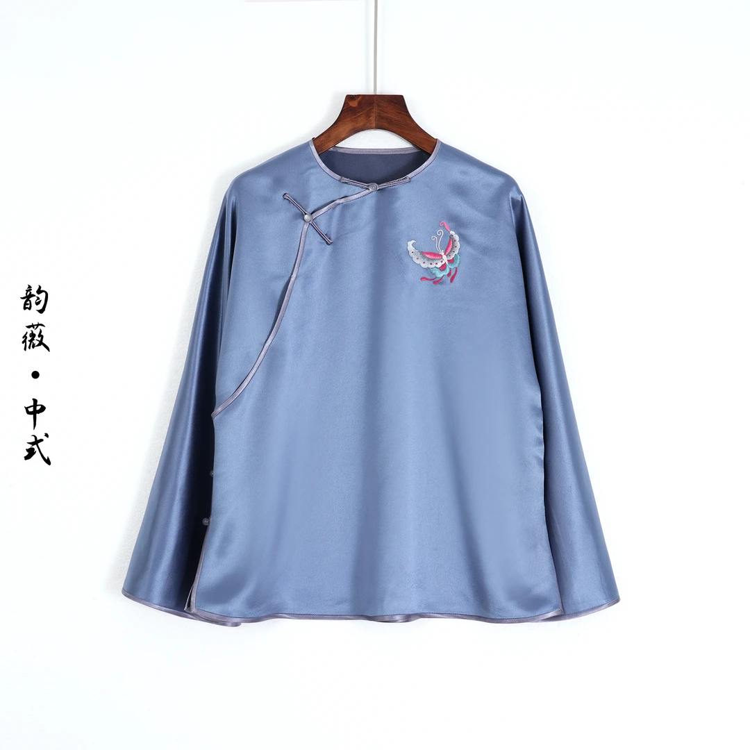 女士上衣中国风传统国风中式斜襟时尚百搭上衣0307