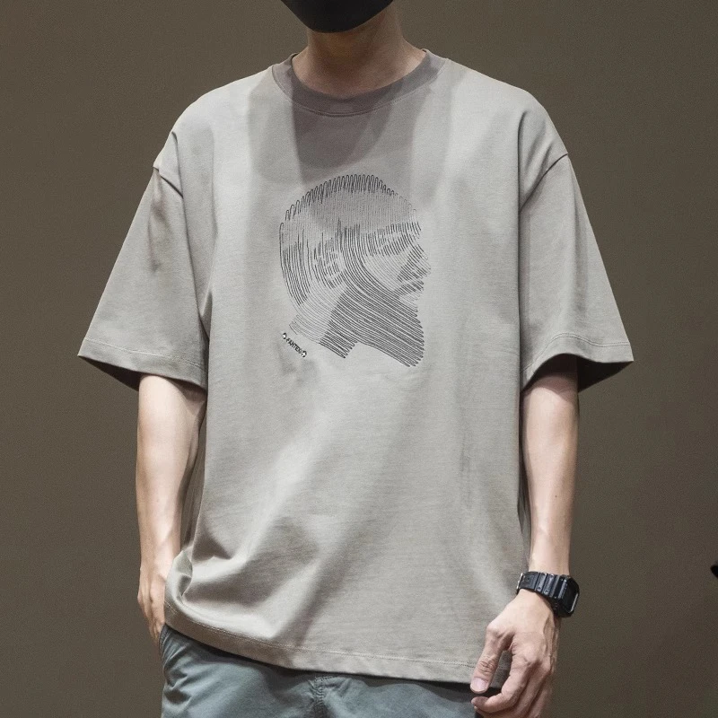 Cebrodz夏季2025新款重磅潮流休闲百搭短袖T恤男士宽松圆领上衣男