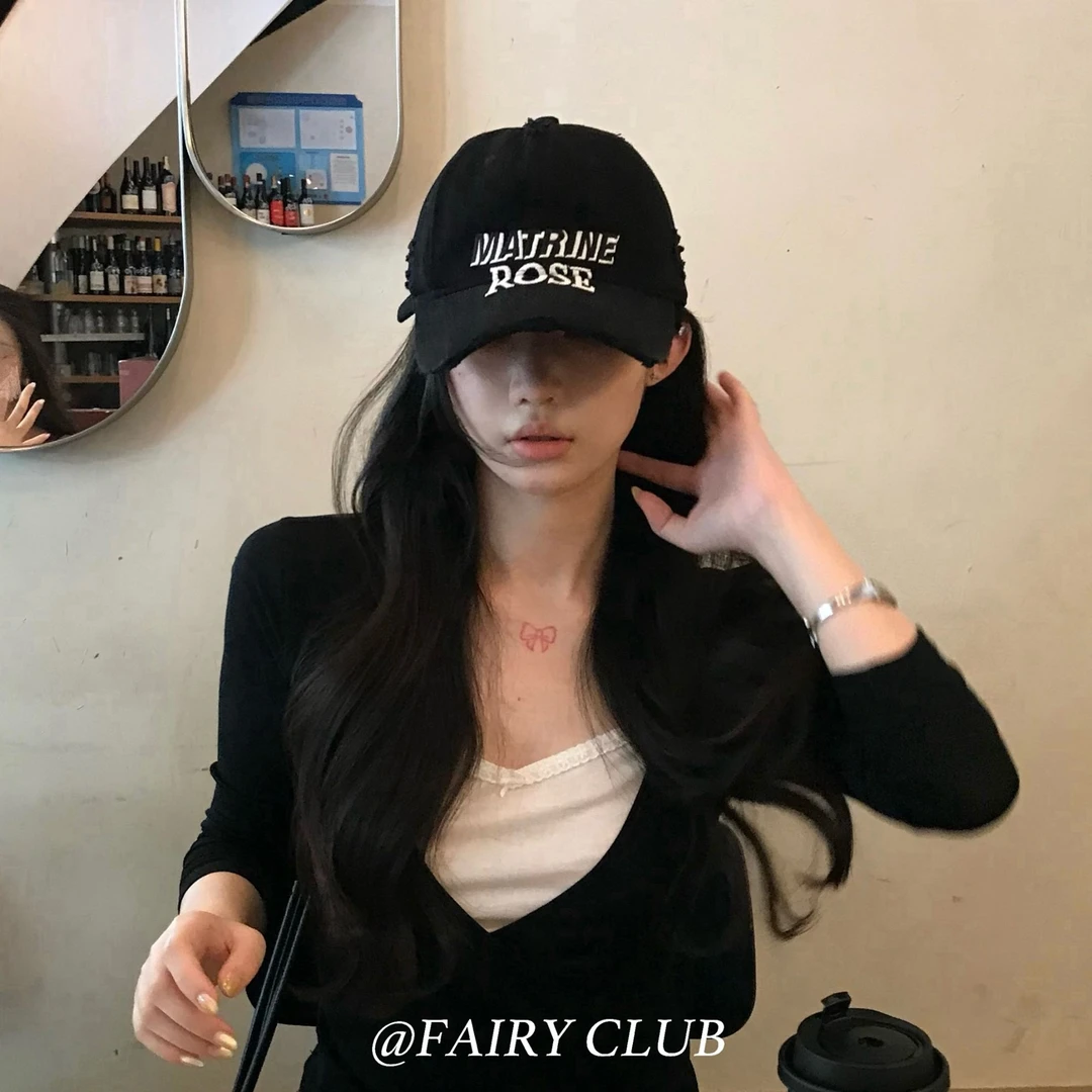 韩版小众复古字母刺绣棒球帽女显脸小日常百搭休闲软顶鸭舌帽帽子