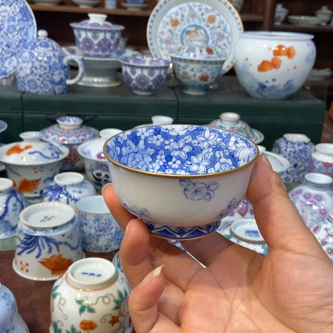 w雪山春晓万花描金杯