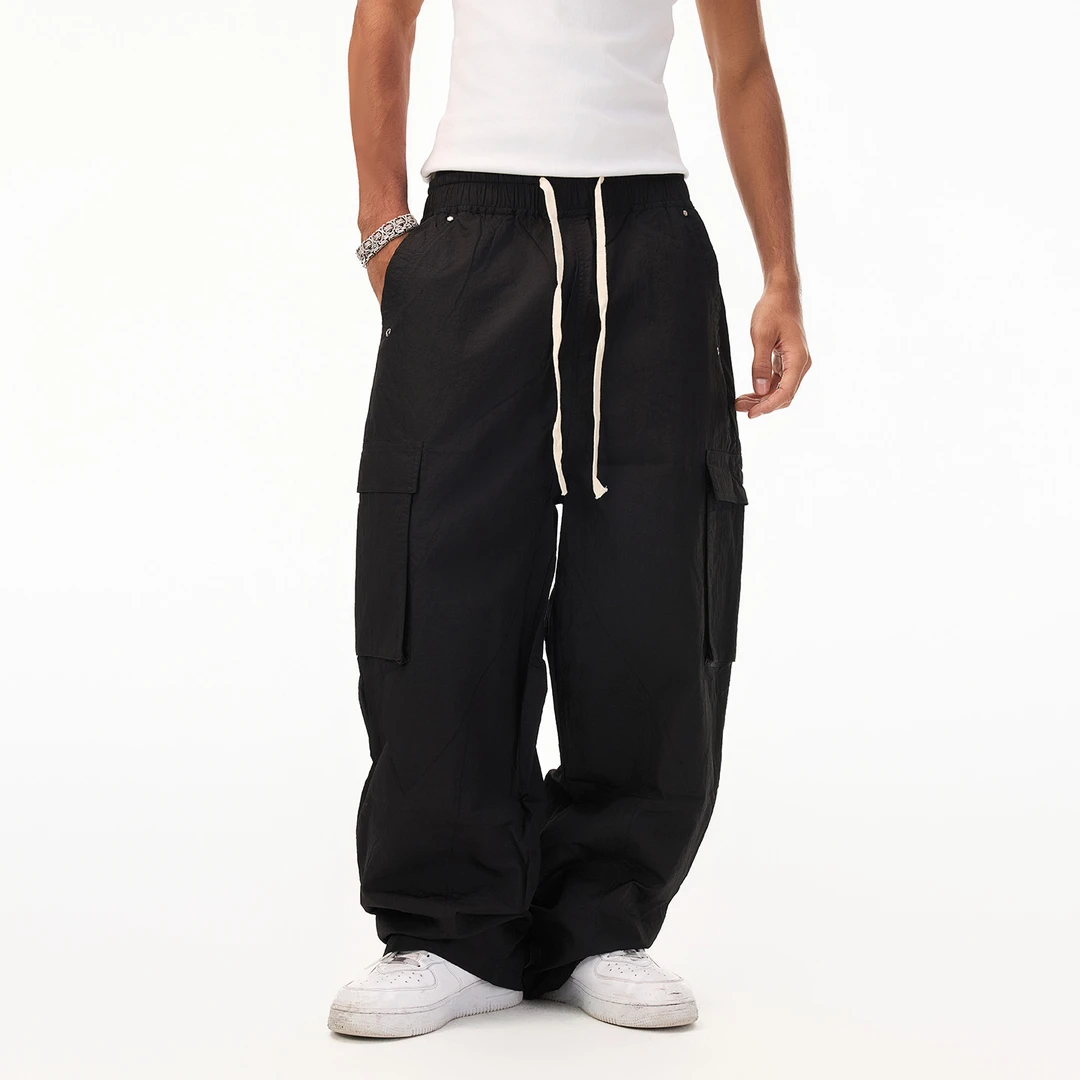 STK SmallTownKid 梭织解构长裤尼龙工装风口袋直筒裤潮流男女秋