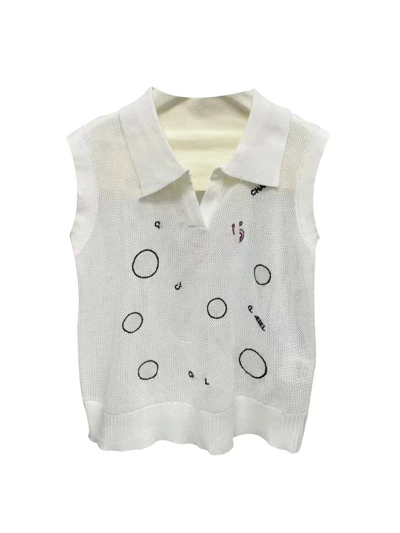 F.千金风毛针织衫杏色知性针织背心套头款短袖运动风6293