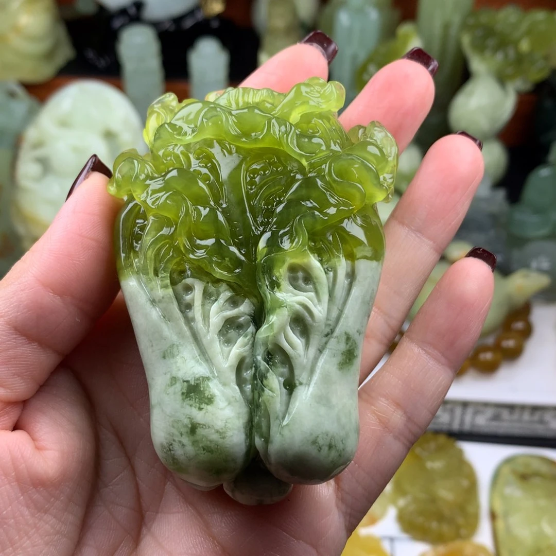 蛇纹石玉手把件未镶嵌开****✧