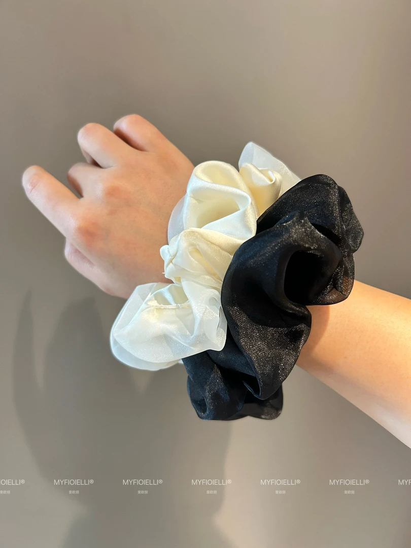 「MyFioielli｣超仙洋气ins奶油泡芙缎面黑白小众大肠发圈头绳FQ21