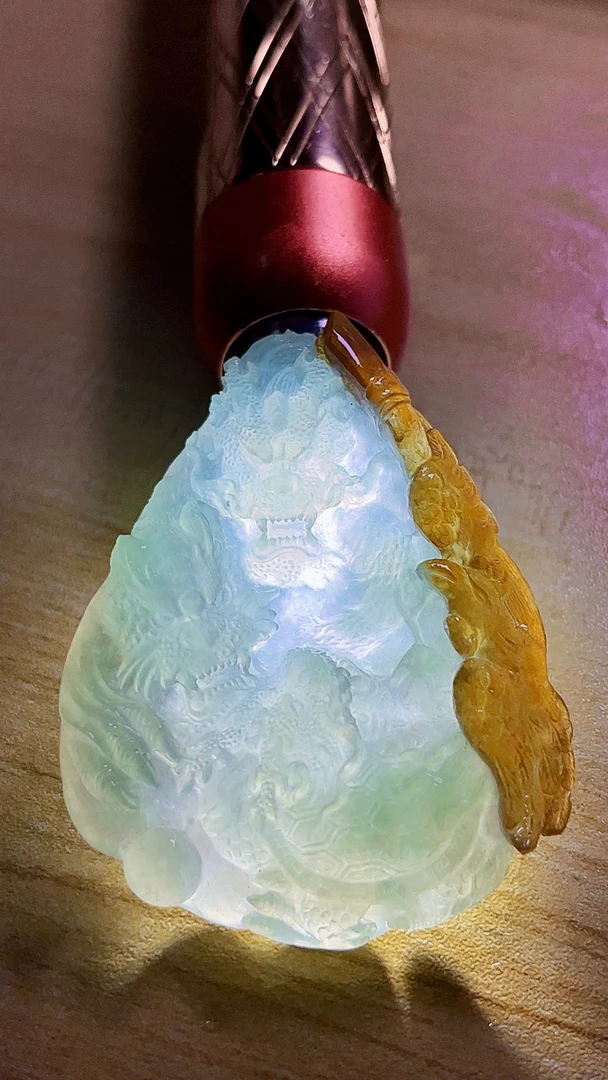 【新春好物】天然缅甸翡翠冰黄翡四大神兽毛货买断需抛光56-43-9