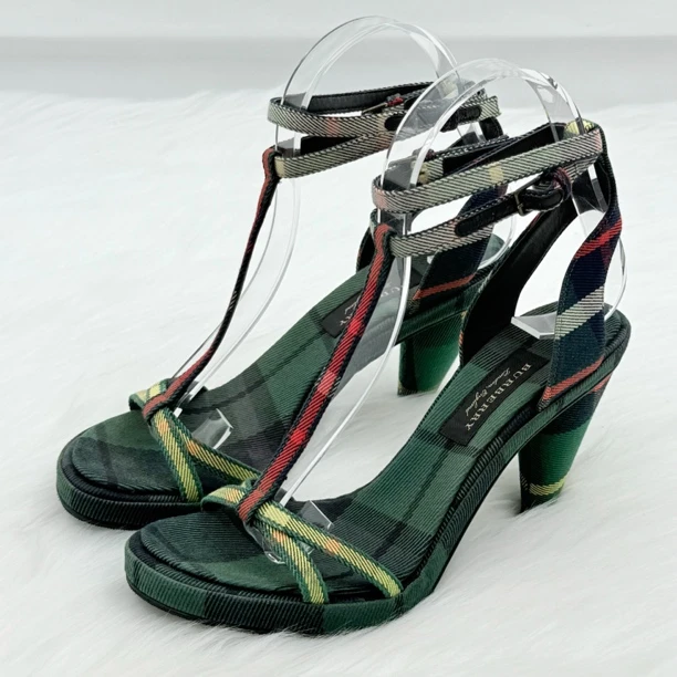 99新 BURBERRY/博柏利 经典格纹高跟鞋 （错码）36/37码 c0730