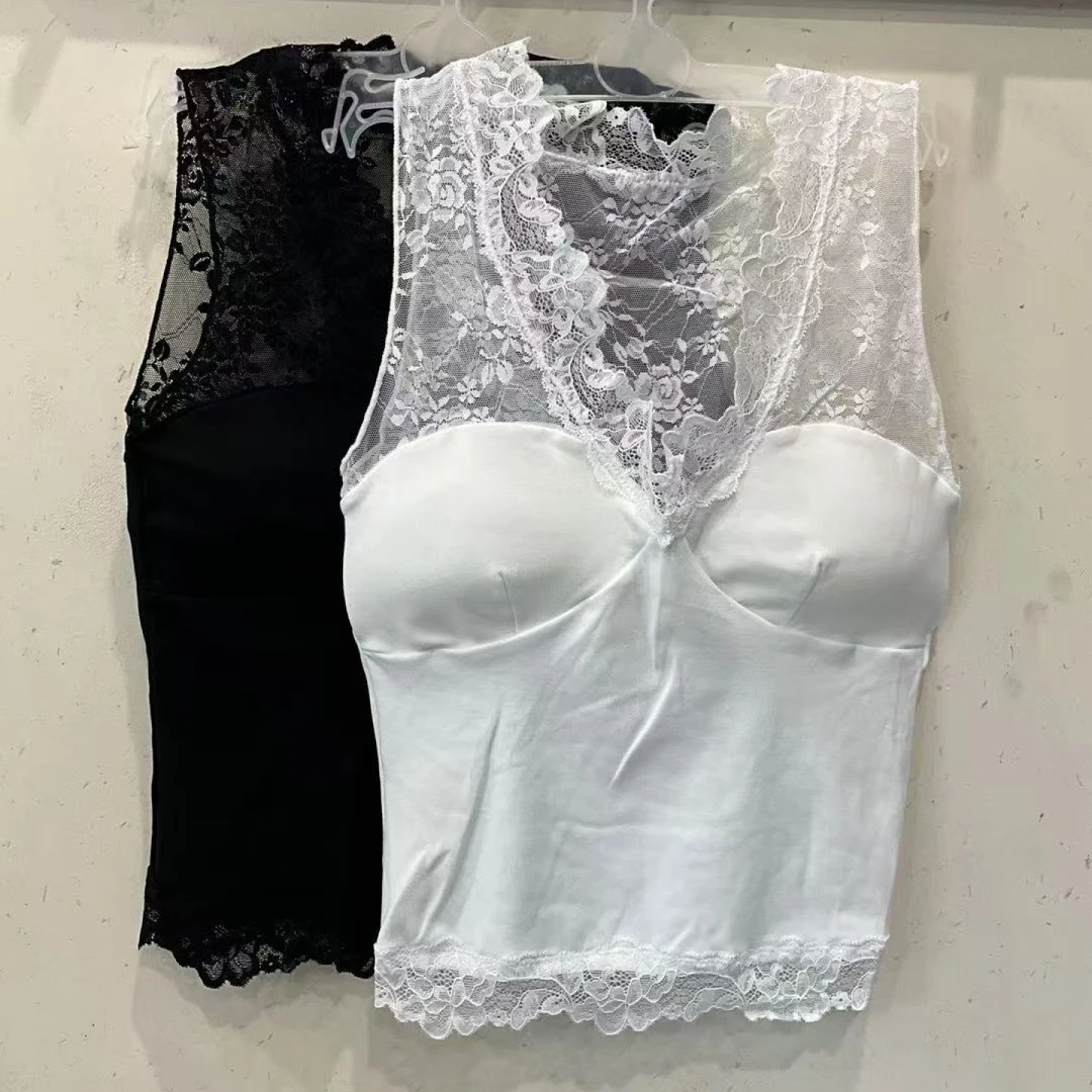 【 雨•美 推荐 】8605舒适百搭V领蕾丝吊带背心