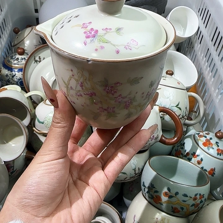 汝窑优一堂黄紫藤单手抓壶