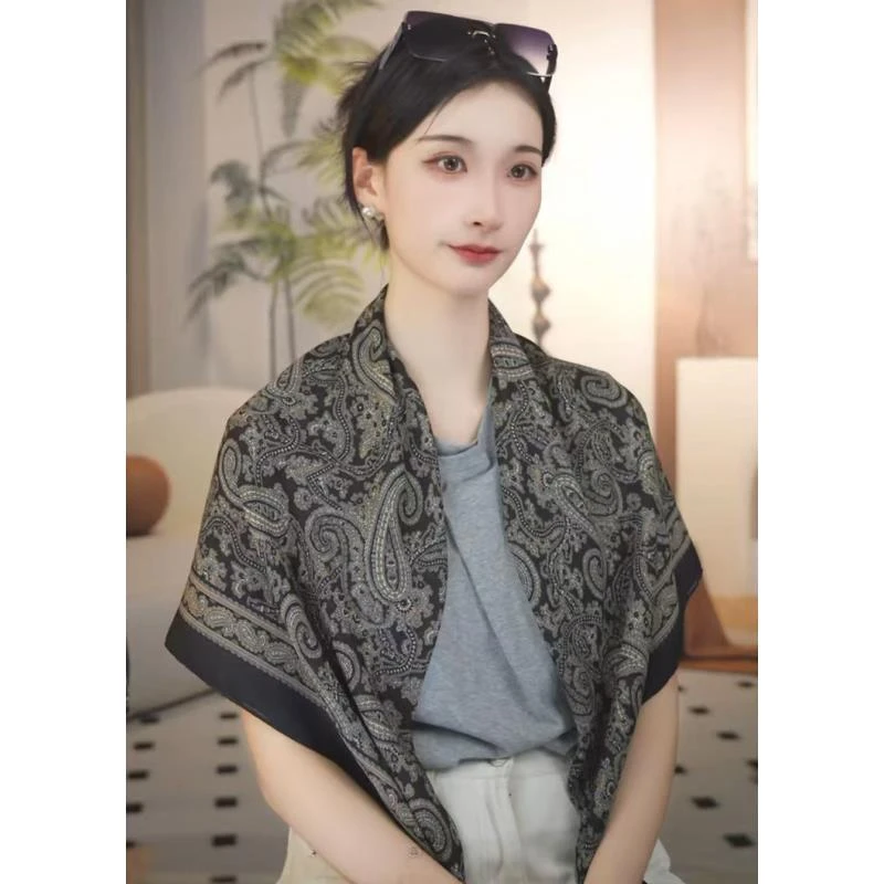 P26【暖纹叙事】110*110  绫绡纱 夏季防晒旅游大方巾 透气 遮阳