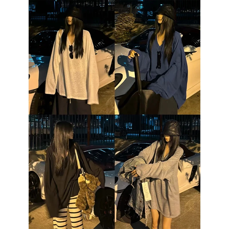 Moses Queen/魔西女王慵懒风防晒长袖罩衫T恤宽松薄款显瘦上衣