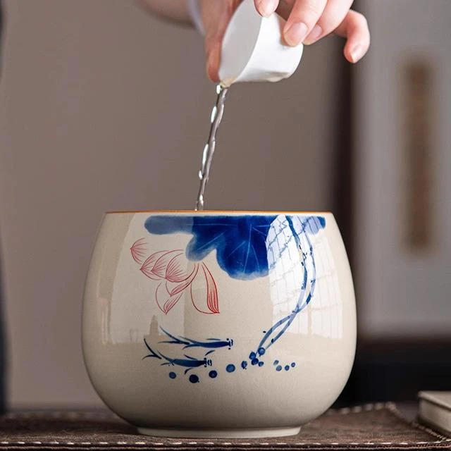 2024新草木灰茶渣缸渣桶废水缸茶道茶叶缸茶盆家用大容量茶洗笔洗