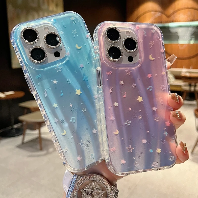 适用苹果系列iPhone16新款手机壳高级个性彩色流星纹全包防摔大孔