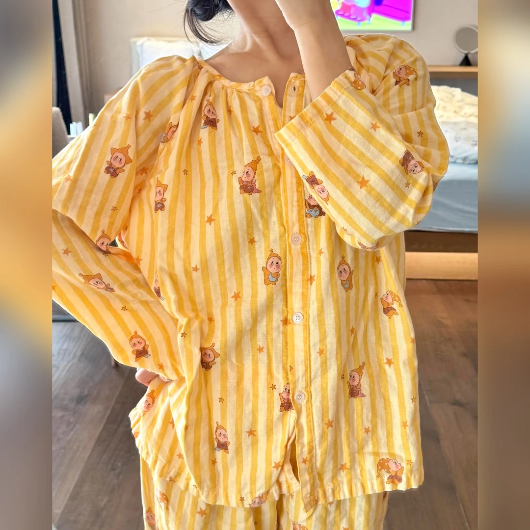 【Twinkle星星人】春秋薄款少女睡衣可爱卡通学生开衫家居服套装