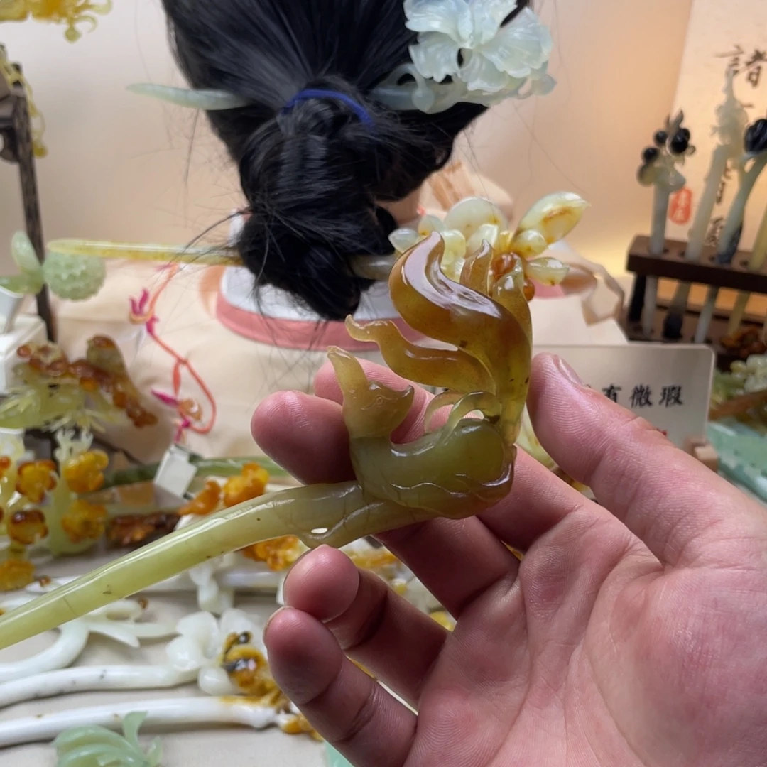 蛇纹石玉合金发饰发簪