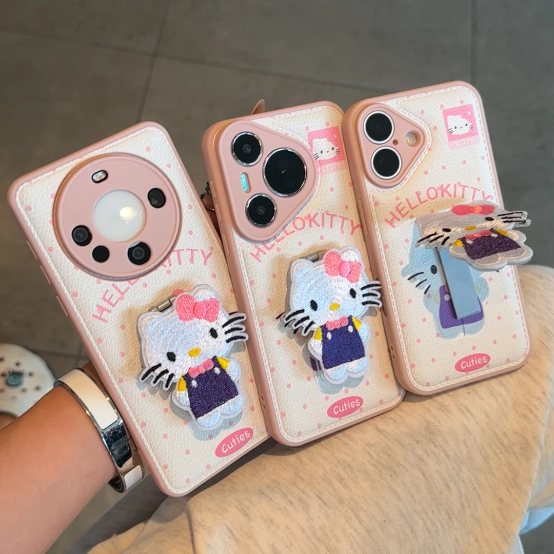 欧克里里蓝背带Kitty支架适用苹果17/16手机壳小米vivo华为oppo