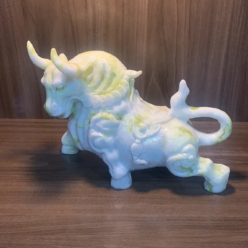牛气冲天双耳陶瓷雕刻摆件工艺品纹理方向已直播间截屏为准